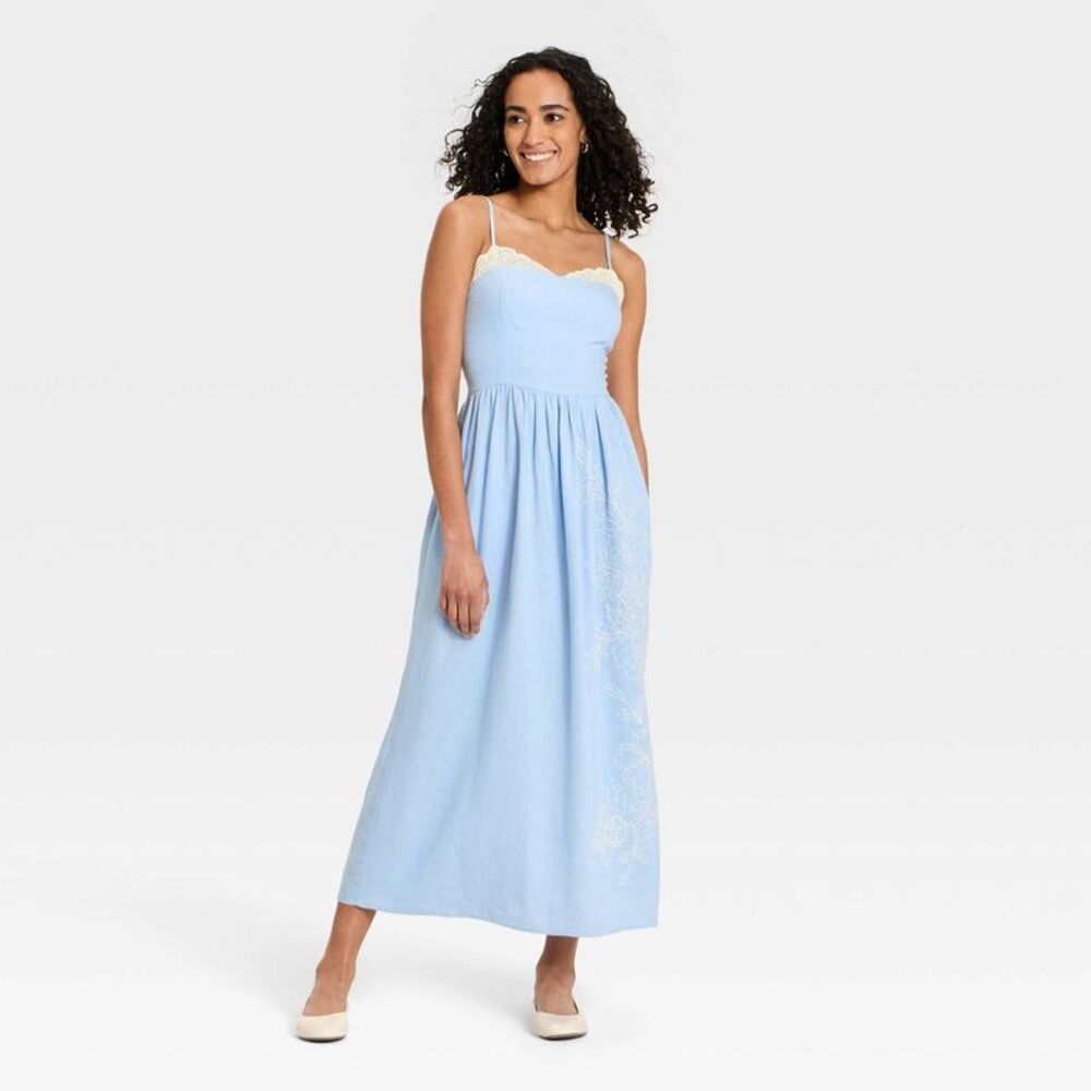 Universal Thread Womens Midi Sundress, Sleeveless, Light Blue, Size XS, Casual